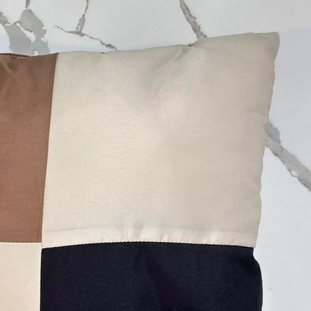 Living Room Tri-color Cream Brown Black Couch Chair Throw Pillow Home Decor